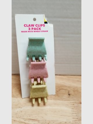 3 Pack Wheat Straw Claw Clips