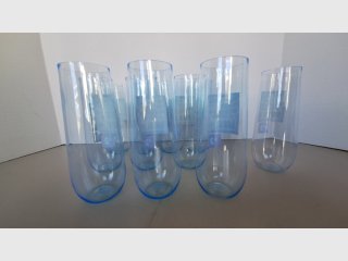 Set of Blue Glass Champagne Flutes