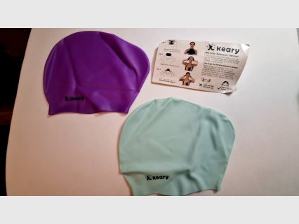 Two Keary Swim Caps Teal & Purple