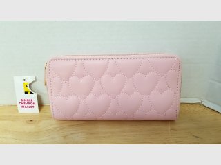 New Pink Heart Quilted Leather Wallet