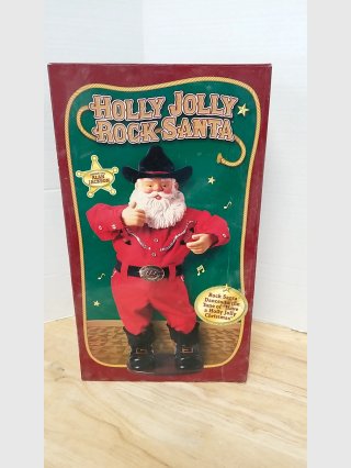 Holly Jolly Rock Santa Animated Figure 15 inch