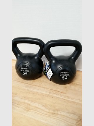 New Pair of 5 lb Black Kettlebells