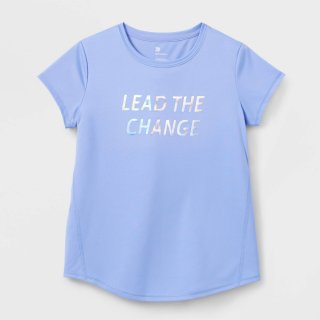 New Girls\' Short Sleeve \'Lead The Change\' Gr, XS, 4/5