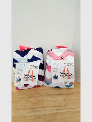 New Navy and Pink Packable Duffles, 2 total