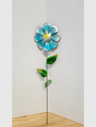 New Blue Metal Flower Garden Stake