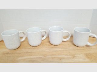 Set of 4 White Stoneware Mugs, each 13 oz