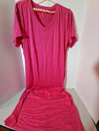 Pink V-Neck T-Shirt Dress, ladies size XL