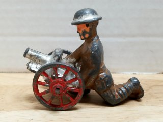 Soldier with Cannon Toy, 4 in, WWI