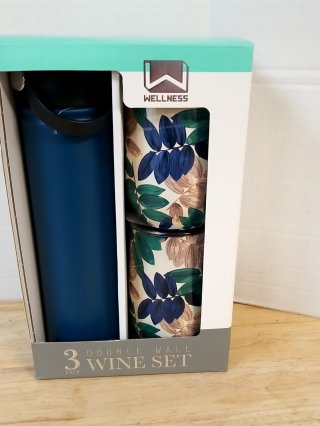 Blue and Leaf Print Tumbler Set