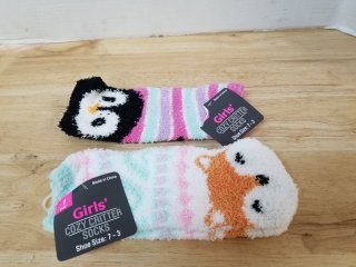 2 new pairs girls cozy critter socks size 7-3