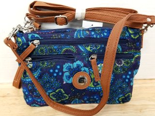 New Blue Floral Crossbody Bag, 10 in