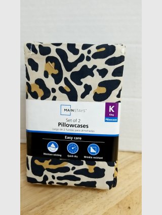New Mainstays King Leopard Pillowcase Set of 2