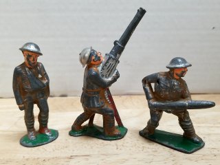 Three WWI Metal Toy Soldiers, 5 in