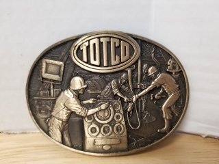Totco solid brass belt buckle, 4 by 3 inch 