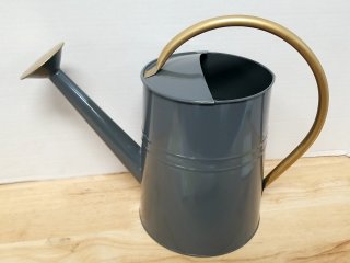 New Gray Watering Can with Brass Handle, 15 in