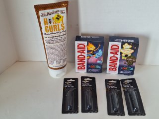 Plastic Valve caps, band aids, Honey Curls gel