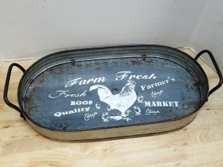 Farm Fresh Rooster Metal Tray, 20 in