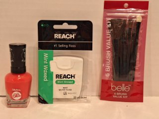 Nail polish, brush kit, floss