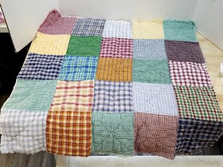 Colorful patchwork quilt, 22 in
