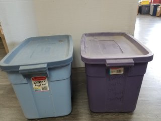 Pair of totes with lids each 18 gallon 