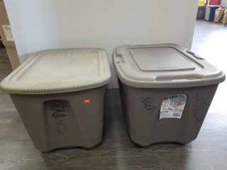 Pair of totes with lids each 18 gallon 