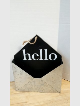 Hello Wooden Mail Holder 12 by 10 inch 