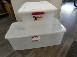 Totes with lids 110 quart and 60 quart 