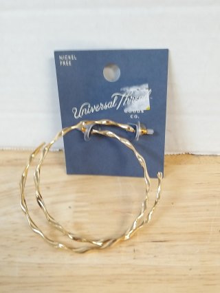 Twisted Gold Hoop Earrings 3 inch