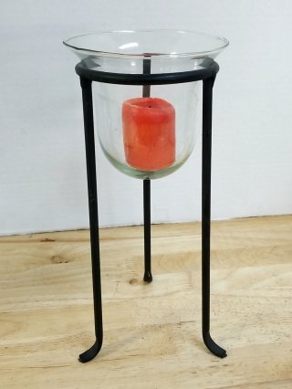 Glass Candle Holder with Stand, 10 in