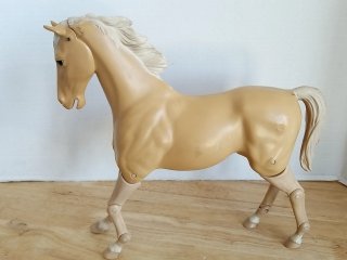 Tan Horse Toy Figure, Vintage Marx Horse, vg cond, 14 in