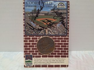 1995 Coors First Season Commerative coin with signatures 