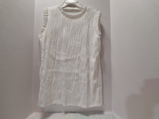 White Sleeveless Pleated Top
