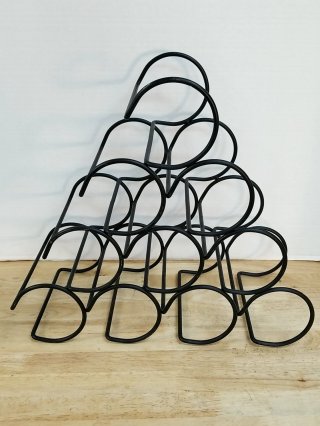 Black Metal Wine Bottle Rack, 18 in