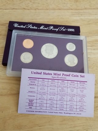 1991 US Mint Proof Coin Set
