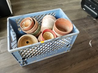 Crate of flowerpots 