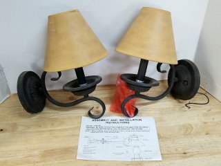 Pair of Black Wall Sconces, 12 in