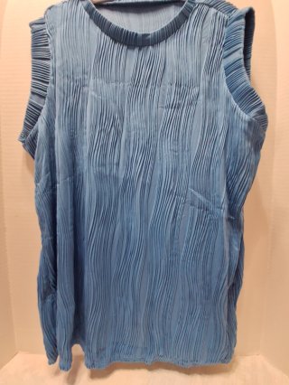 Blue Pleated Sleeveless Top, size XL