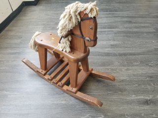 Wood rocking horse approx 32 by 30 by 12 inch 