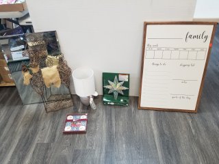 MIRROR, Christmas items, lamp, family board