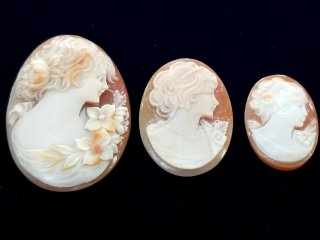 Three Antique Cameos, Largest,  1.50 in