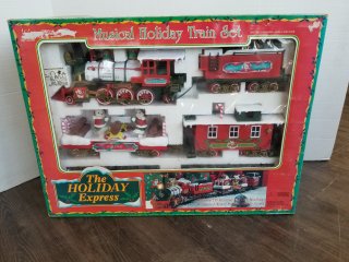 MUSICAL Holiday train set, train cars approx 12 inch