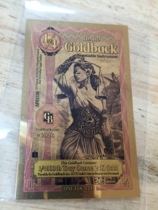 Idaho 1/4000th Troy Oz Goldback Note
