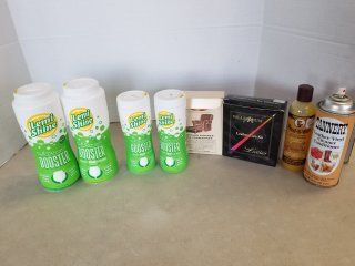 Dish detergent, leather care items 