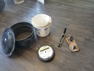 BUCKET of tools, roaster 