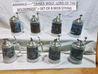 8 Timberwolves beer steins, mint in boxes, very nice set