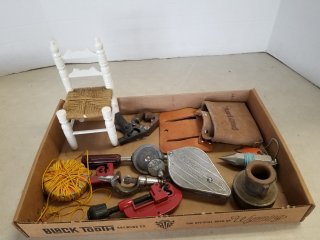 Flat of tools and collectibles 