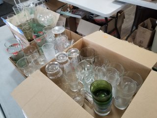 THREE flats of drinking/shot glasses 