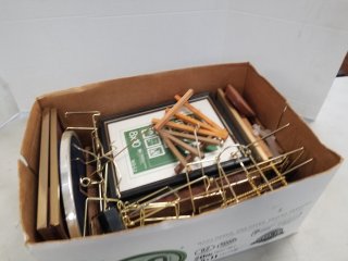 BOX of picture frames and stands