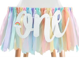 Rainbow High Chair Banner for 1st Birthday 