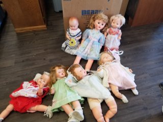 DOLLS, most sleepy eyed, tallest approx 22 inches 